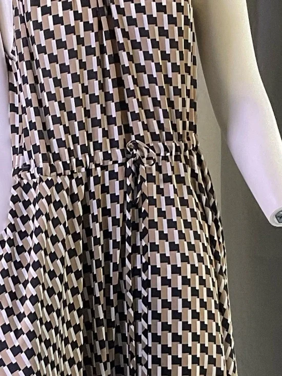 Diane Von Furstenberg SALLY SQUARE SHIFT Black and Cream Geometric Maxi Dress 👗 - Picture 10 of 15
